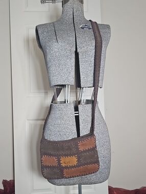 VINTAGE Nine West Suede Leather Crossbody Bag Brown